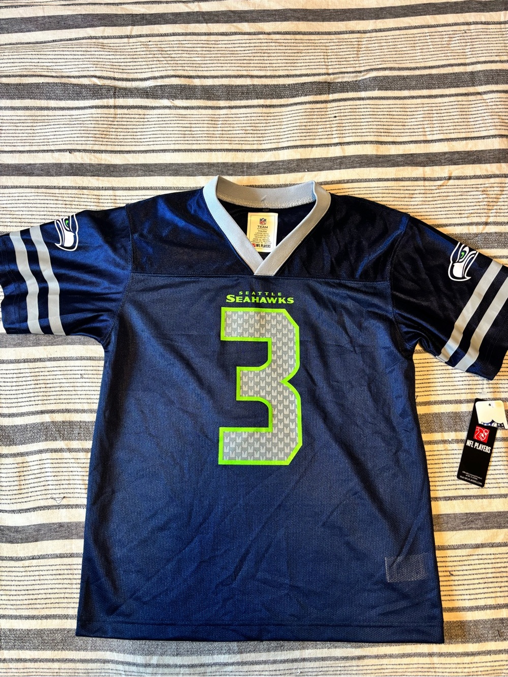 NFL Seattle Seahawks Navy and Neon Green Youth Jersey